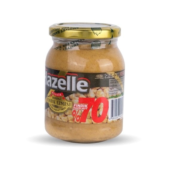 Hazelle Şekerli Fındık Ezmesi 320g (%70 Fındık) Cam Kavanoz