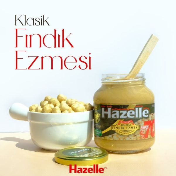 Hazelle Şekerli Fındık Ezmesi 320g (%70 Fındık) Cam Kavanoz